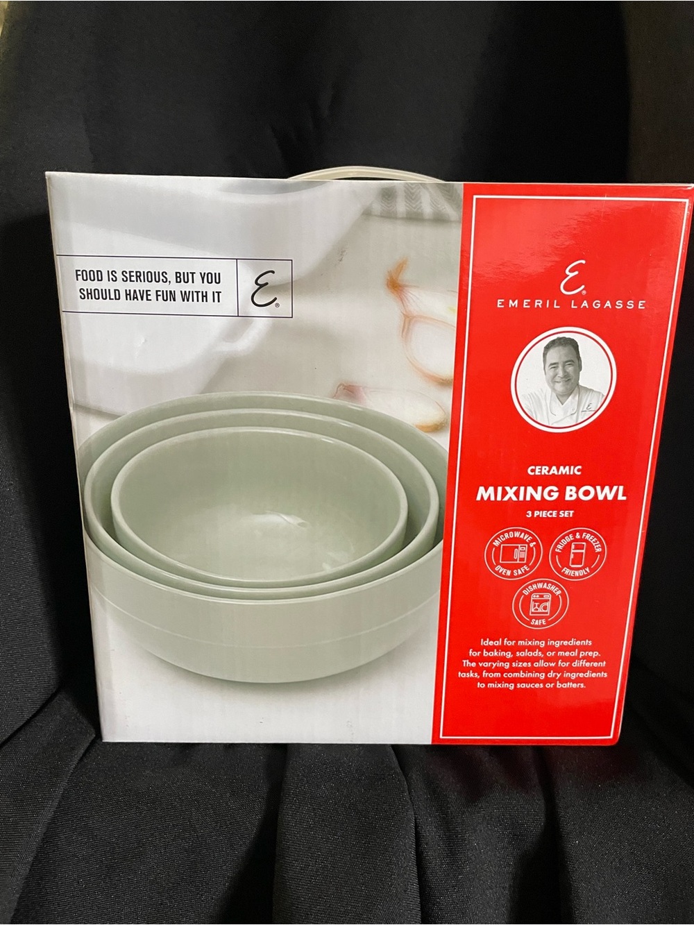 Emeril Lagasse Ceramic Mixing Bowl Set - Sage Green (3-Piece)